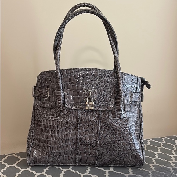 New York & Company Gray Satchel with Crocodile Embossing - Picture 1 of 7